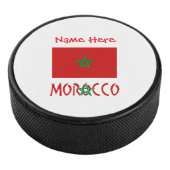Morocco Moroccan Flag Red Personalized Name Hockey Puck (3/4)