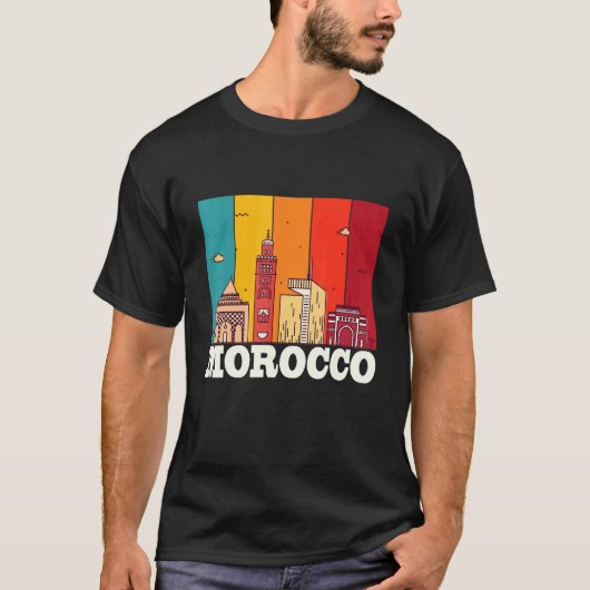 Morocco Skyline Africa Souvenir Moroccans Gibralta T-shirt (Voorkant)