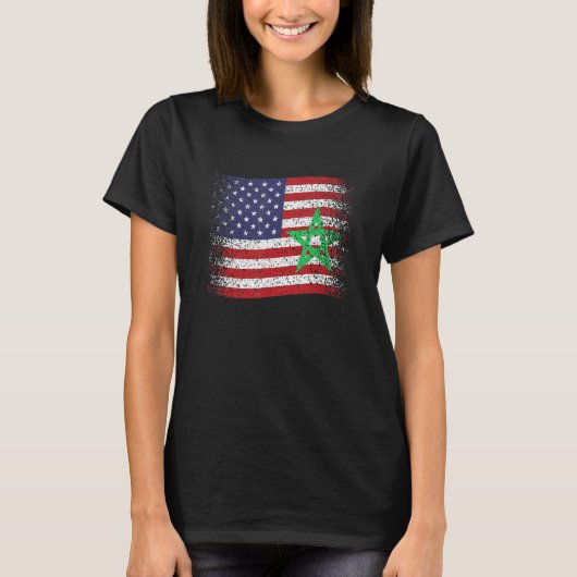 Morocco Usa Flag Morrocan Flag T-shirt (Voorkant)