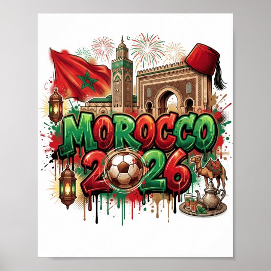 Morocco Vintage Flag Moroccan African Poster (Voorkant)