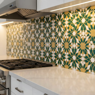 Morokkaans Islamitisch Teal Gouden Geometrisch Naa Tegeltje