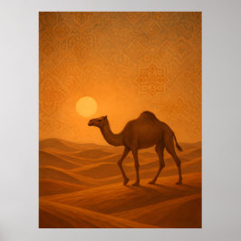Morokkaanse Woestijn Kameel Zonsondergang Poster