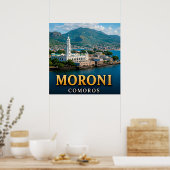 Moroni Vulkanische Pieken en Indische Oceaan Parad Poster (Keuken)