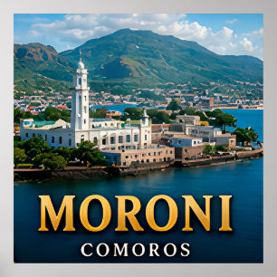 Moroni Vulkanische Pieken en Indische Oceaan Parad Poster