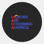 Morons regeren Amerika Grappig Trump 2024 _3 Ronde Sticker (Voorkant)