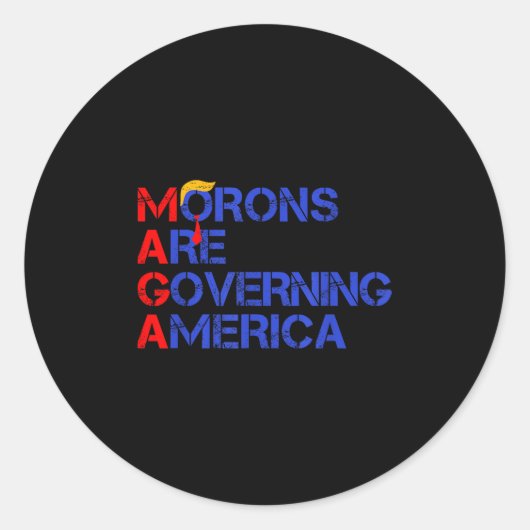 Morons regeren Amerika Grappig Trump 2024 _3 Ronde Sticker (Voorkant)