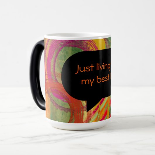 Morphing mok met inspirerend quote (Voorkant links)