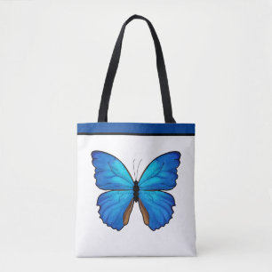 Morpho Blauwe Vlinder met naam Tote Bag