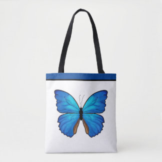 Morpho Blauwe Vlinder met naam Tote Bag