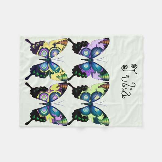 Morpho Blue Elegant Butterflies Fleece Blanket (Voorkant (Horizontaal))