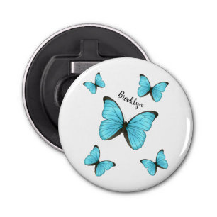 Morpho butterflies cartoon illustratie button flesopener