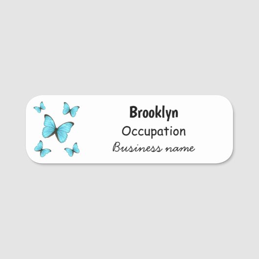 Morpho butterflies cartoon illustratie naamplaatje (Voorkant)
