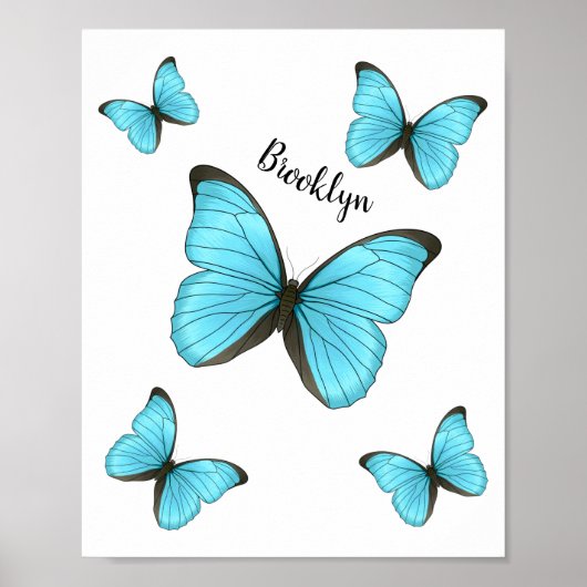 Morpho butterflies cartoon illustratie poster (Voorkant)