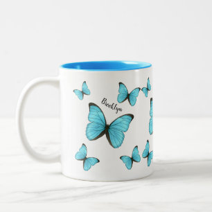Morpho butterflies cartoon illustratie tweekleurige koffiemok