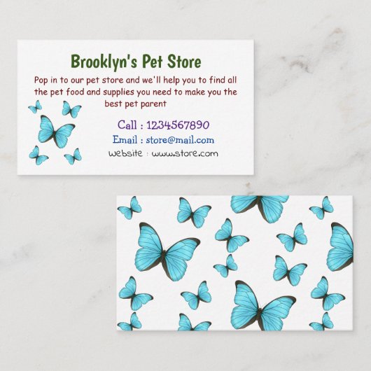 Morpho butterflies cartoon illustratie visitekaartje (Voorkant / Achterkant)