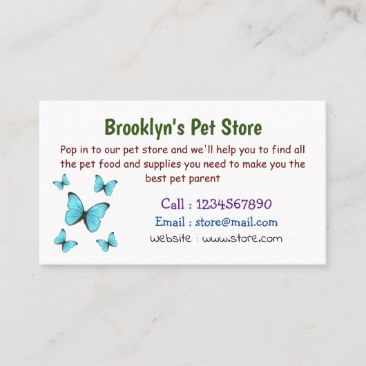 Morpho butterflies cartoon illustratie visitekaartje (Voorkant)