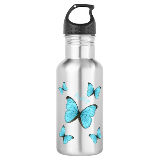 Morpho butterflies cartoon illustratie waterfles  (Voorkant)