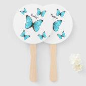 Morpho butterflies cartoon illustration  handwaaier (Voorkant en achterkant)