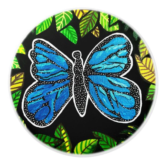 Morpho Butterfly Ceramic Knob Keramische Knop (Voorkant)
