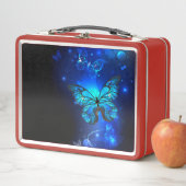 Morpho Butterfly in de donkere achtergrond (In situ)