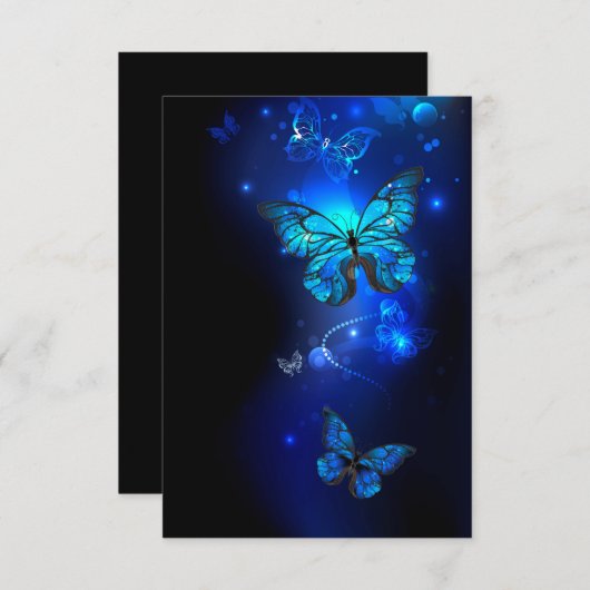 Morpho Butterfly in de donkere achtergrond Aankondiging (Voorkant / Achterkant)