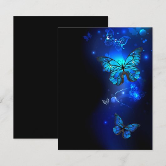 Morpho Butterfly in de donkere achtergrond Advieskaart (Voorkant / Achterkant)
