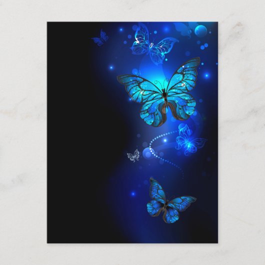 Morpho Butterfly in de donkere achtergrond Advieskaart (Voorkant)