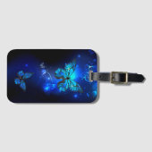 Morpho Butterfly in de donkere achtergrond Bagagelabel (Voorkant (horizontaal))