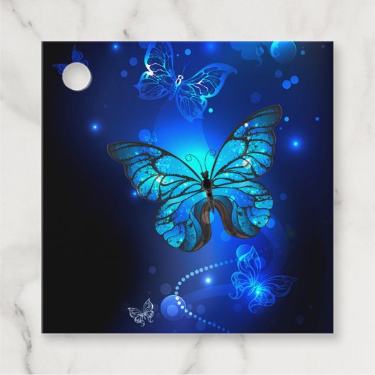 Morpho Butterfly in de donkere achtergrond Bedankjes Labels (Voorkant)