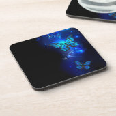 Morpho Butterfly in de donkere achtergrond Bier Onderzetter (Linkerzijde)