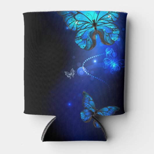 Morpho Butterfly in de donkere achtergrond Blikjeskoeler (Voorkant)