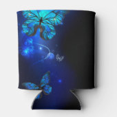 Morpho Butterfly in de donkere achtergrond Blikjeskoeler (Achterkant)