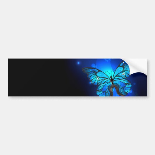 Morpho Butterfly in de donkere achtergrond Bumpersticker (Voorkant)