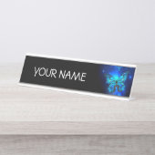 Morpho Butterfly in de donkere achtergrond Bureau Naambordje (Voorkant)