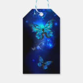 Morpho Butterfly in de donkere achtergrond Cadeaulabel (Achterkant)