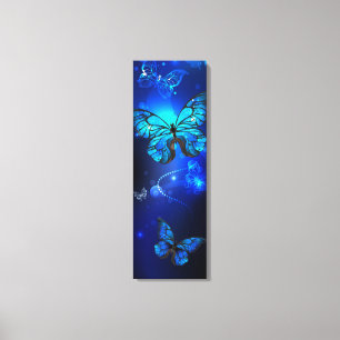 Morpho Butterfly in de donkere achtergrond Canvas Afdruk