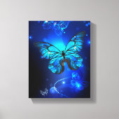 Morpho Butterfly in de donkere achtergrond Canvas Afdruk (Voorkant)