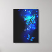 Morpho Butterfly in de donkere achtergrond Canvas Afdruk (Voorkant)
