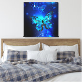 Morpho Butterfly in de donkere achtergrond Canvas Afdruk (Insitu (Slaapkamer))