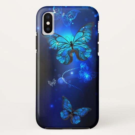 Morpho Butterfly in de donkere achtergrond Case-Mate iPhone Case (Achterkant)