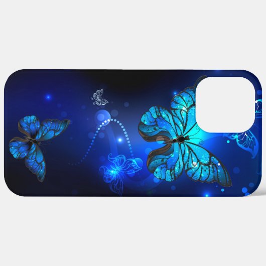 Morpho Butterfly in de donkere achtergrond Case-Mate iPhone Case (Achterkant (horizontaal))