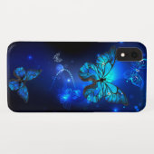 Morpho Butterfly in de donkere achtergrond Case-Mate iPhone Case (Achterkant (horizontaal))