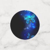 Morpho Butterfly in de donkere achtergrond Confetti (Kleine voorkant)