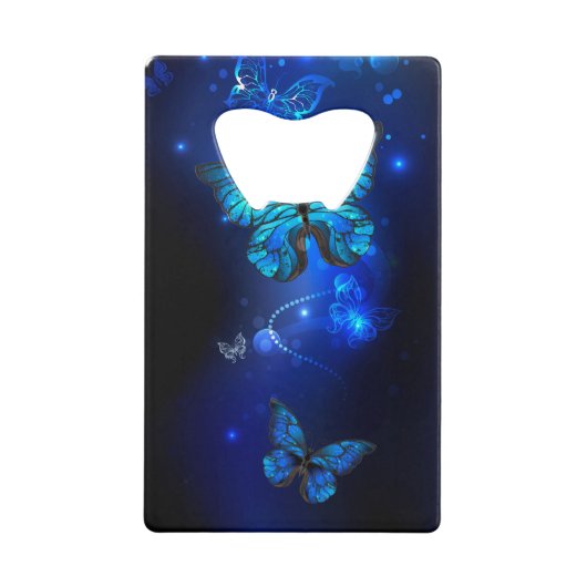 Morpho Butterfly in de donkere achtergrond Creditkaart Flessenopener (Voorkant)
