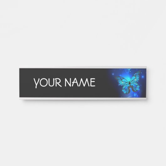 Morpho Butterfly in de donkere achtergrond Deurbordje (Voorkant)