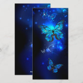 Morpho Butterfly in de donkere achtergrond Feestdagenkaart (Voorkant / Achterkant)
