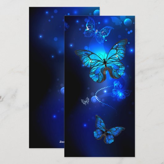 Morpho Butterfly in de donkere achtergrond Feestdagenkaart (Voorkant / Achterkant)