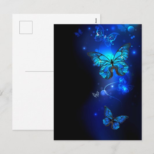 Morpho Butterfly in de donkere achtergrond Feestdagenkaart (Voorkant / Achterkant)