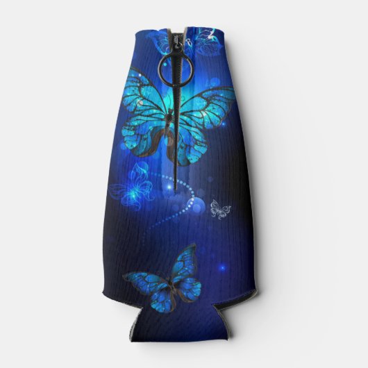 Morpho Butterfly in de donkere achtergrond Flesjeskoeler (Achterkant)