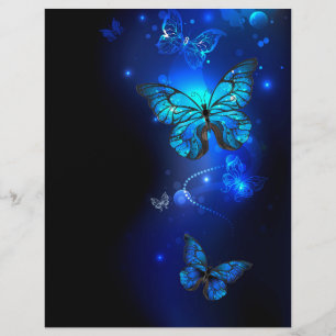 Morpho Butterfly in de donkere achtergrond Flyer